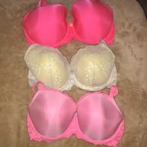 Lot of 3 VS Dream Angles Lined Demi 36 DDD
